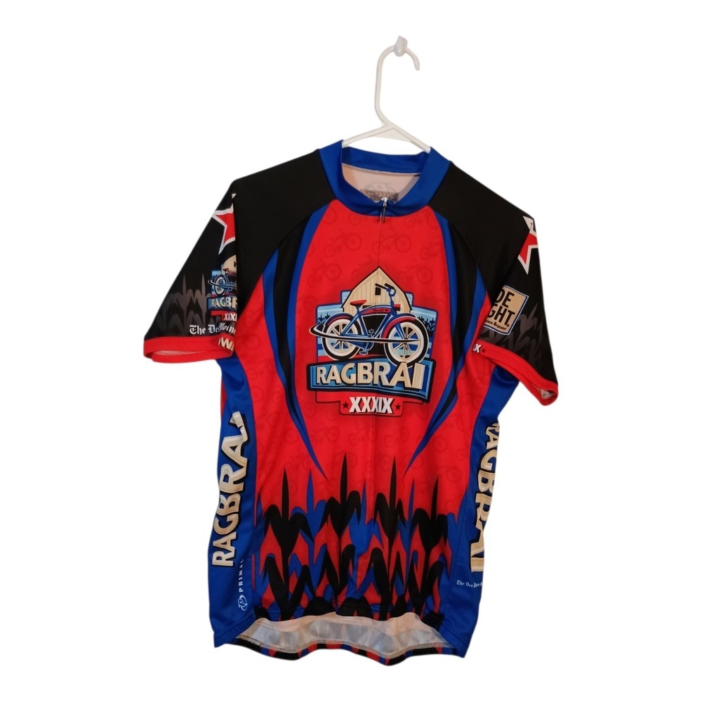 Primal RAGBRAI XXXIX 2011 Cycling Shirt Red Blue Des Moines Register Men's XL